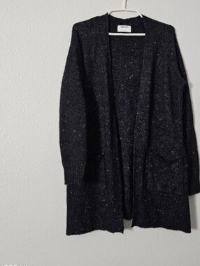 Open-Front Black Speckled Cardigan Sweater Sz S